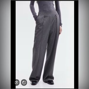 H&M Gray Pinstripe Pants high waist wide leg 6